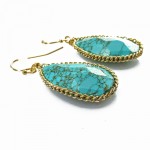 Theon Howlite Turquoise Marble Teardrop Stone Earrings